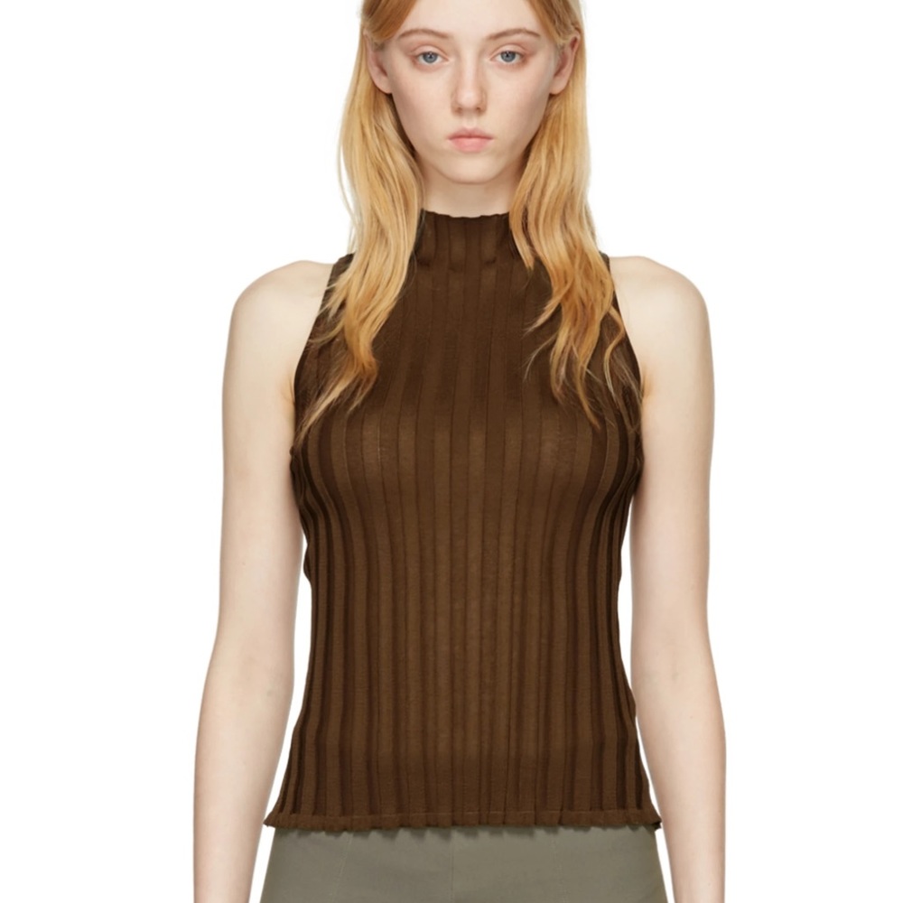 LVIR Brown Turtleneck Rayon Tank Top Size Small SSENSE